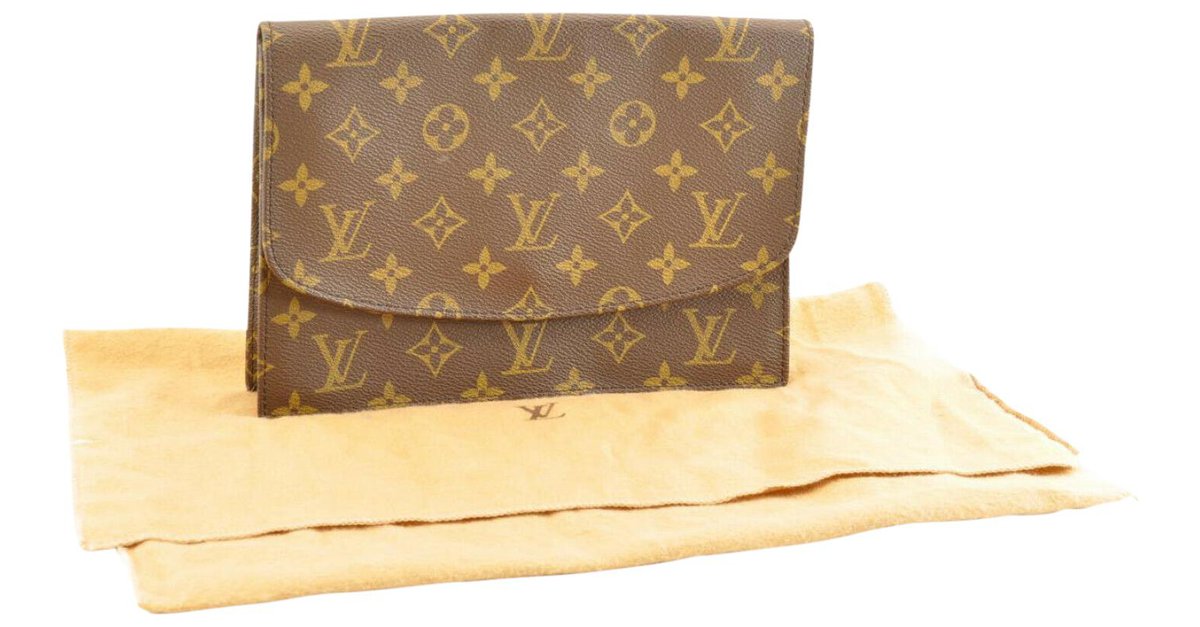 Louis Vuitton Monogram Checkbook Clutch Cardholder Brown Cloth ref.20163 -  Joli Closet