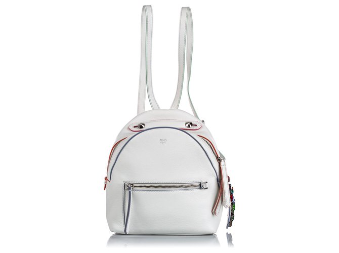 fendi backpack mini white Fendi White Mini By The Way Backpack Multiple colors Leather ref.JC164460  (Sold)