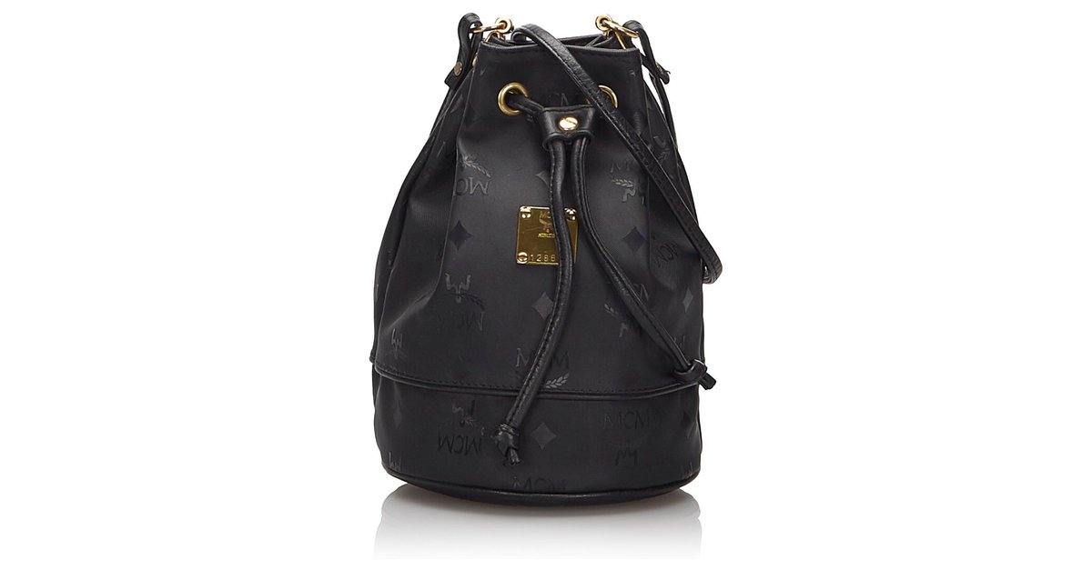 MCM Black Visetos Bucket Bag Leather Plastic ref.160017 - Joli Closet