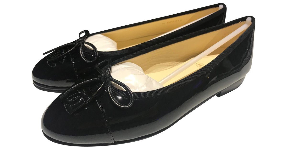 Chanel ballerinas in black patent calf leather 37 , sold with box and  dustbag . Perfect condition , Never used Pony-style calfskin ref.164758 -  Joli Closet