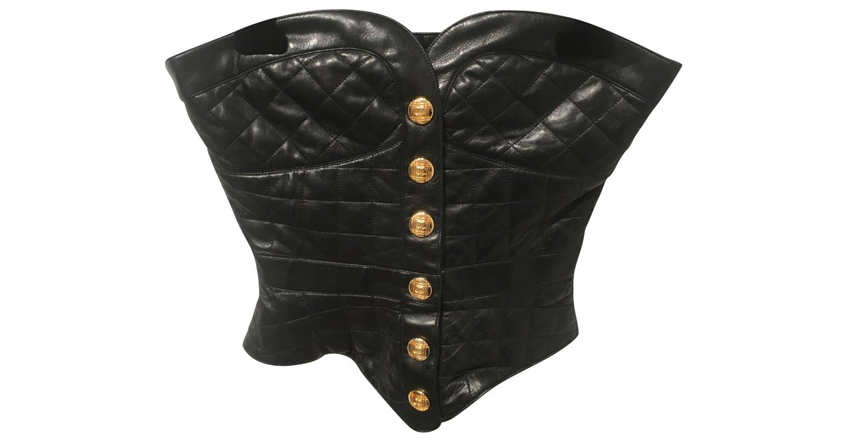 Chanel Tops Black Golden Lambskin ref.167069 - Joli Closet