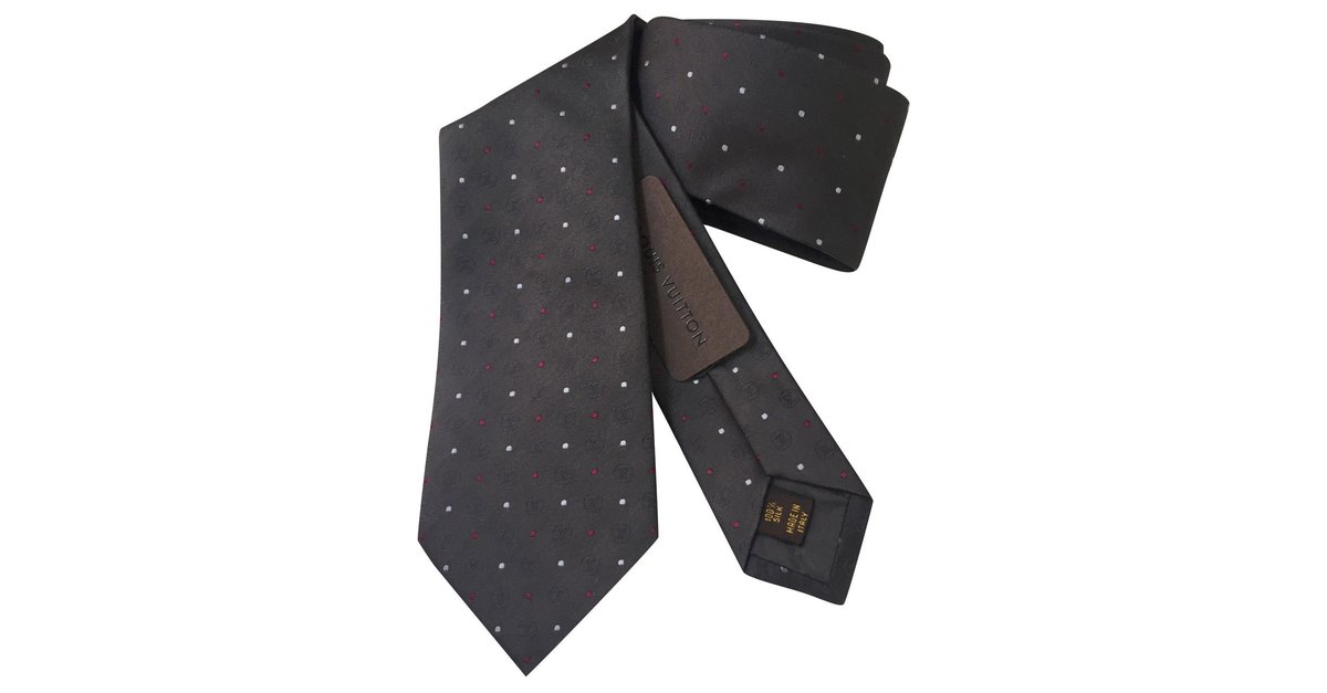 Louis Vuitton - Authenticated Tie - Silk Grey Plain for Men, Very Good Condition