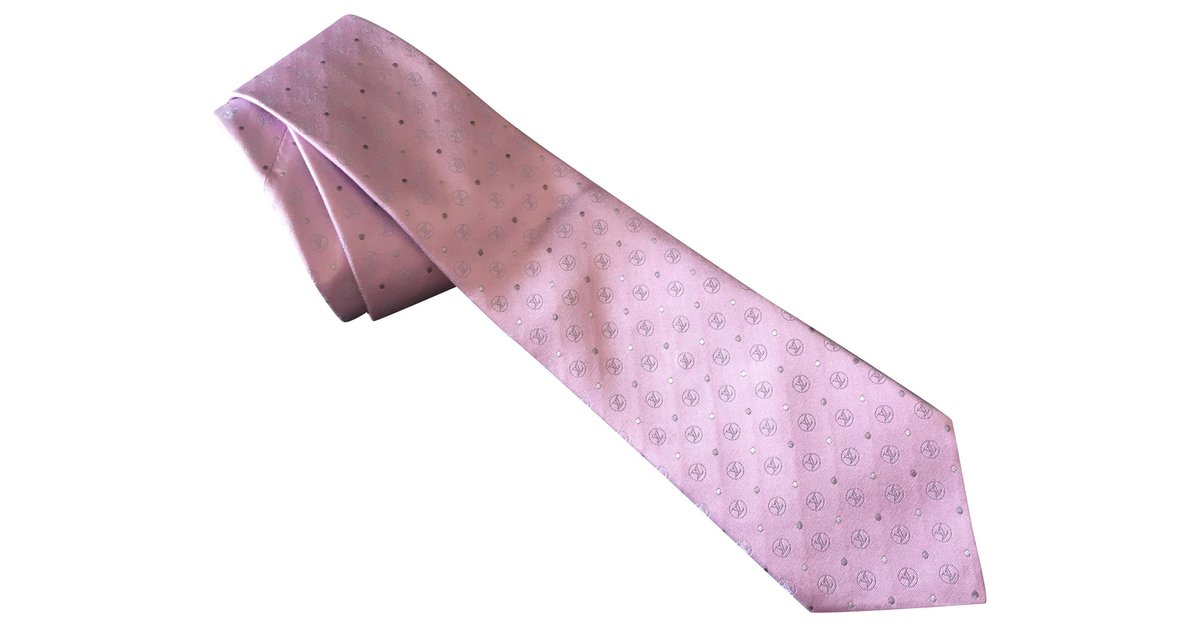 LOUIS VUITTON Silk Mens Panache Neck Tie Pink 550264