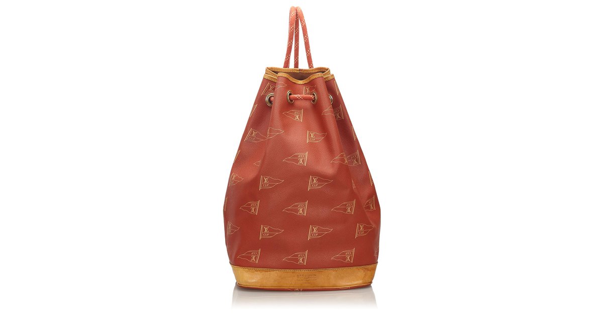 Louis Vuitton Red 1995 LV Cup Travel Bag Brown Leather Plastic ref