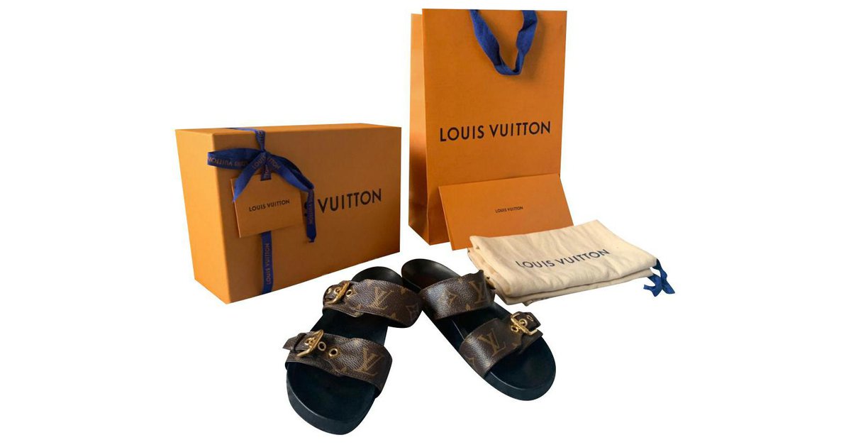 Louis Vuitton Brown Monogram Cottage Mule Sandals Leather ref