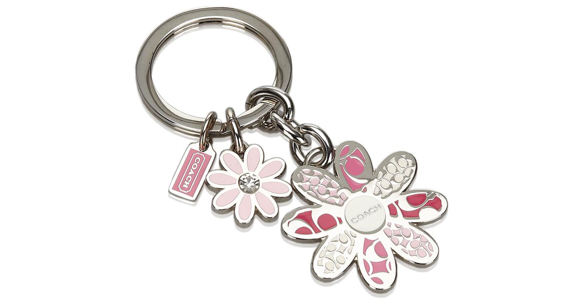 Coach Pink Metal Floral Key Ring Multiple colors ref.169901 - Joli Closet