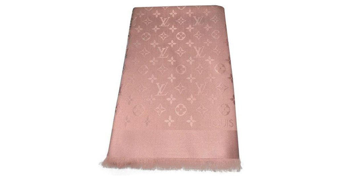 Châle monogram silk neckerchief Louis Vuitton Pink in Silk - 33317635