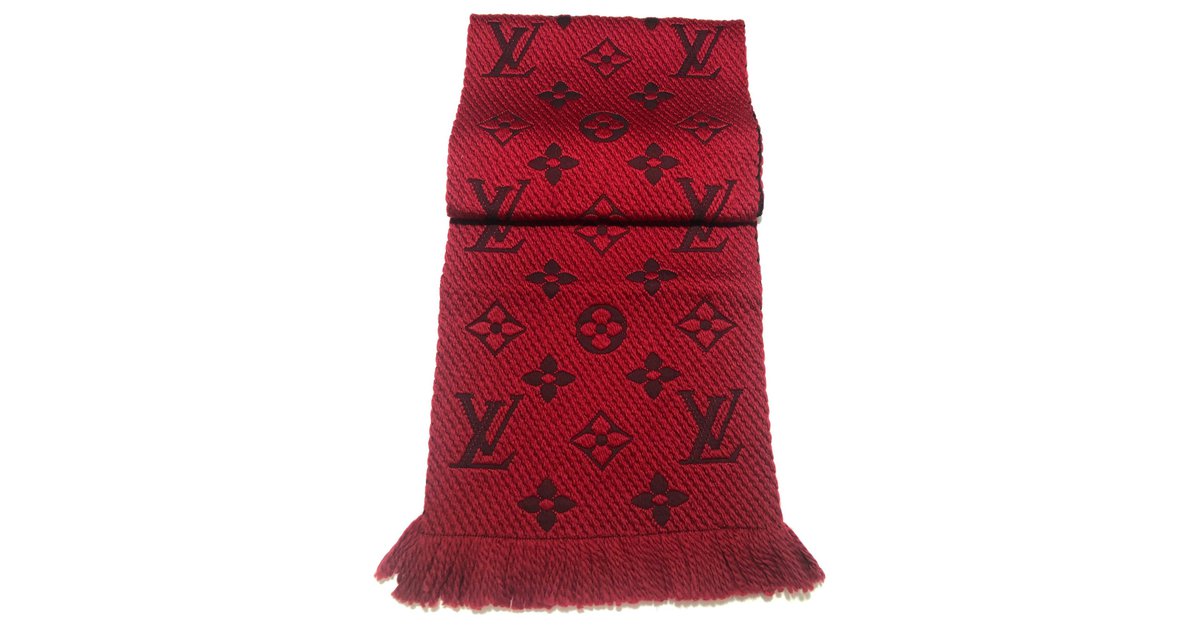 Bufanda de lana roja Logomania de Louis Vuitton Seda Paño ref.337946 - Joli  Closet