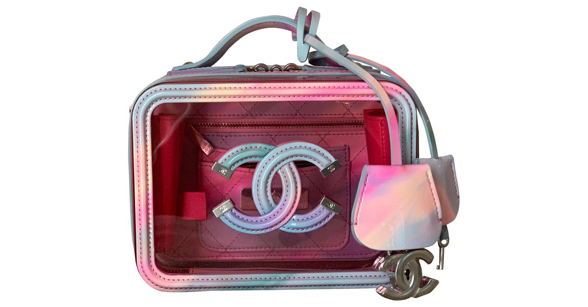 Chanel Pink PVC Filigree Vanity Case Plastic ref.172235 - Joli Closet