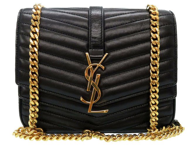 Yves Saint Laurent Sac en bandouli?�re en cuir Noir ref.172379 - Joli Closet