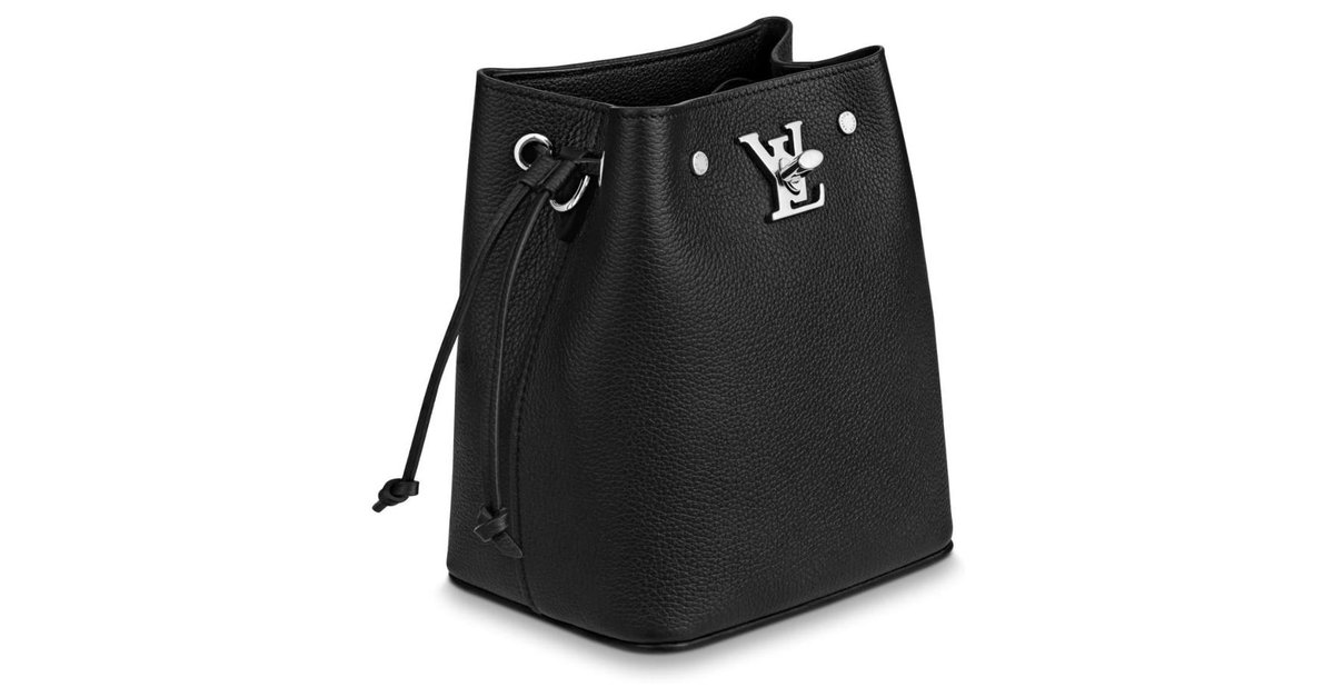 LOUIS VUITTON Cotton Calfskin Monogram Nano Bucket Bag Black 1292395