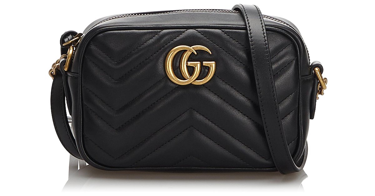 Gucci Black Quilted Leather Marmont Crossbody Bag ref.174107 - Joli Closet