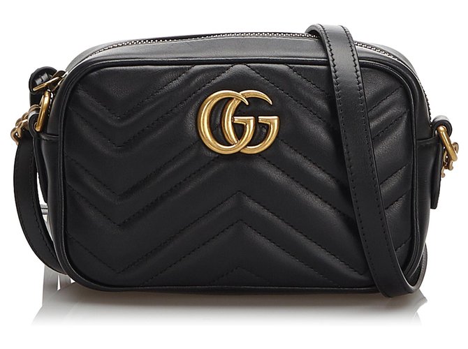 Gucci Black Quilted Leather Marmont Crossbody Bag ref.174107 Joli Closet