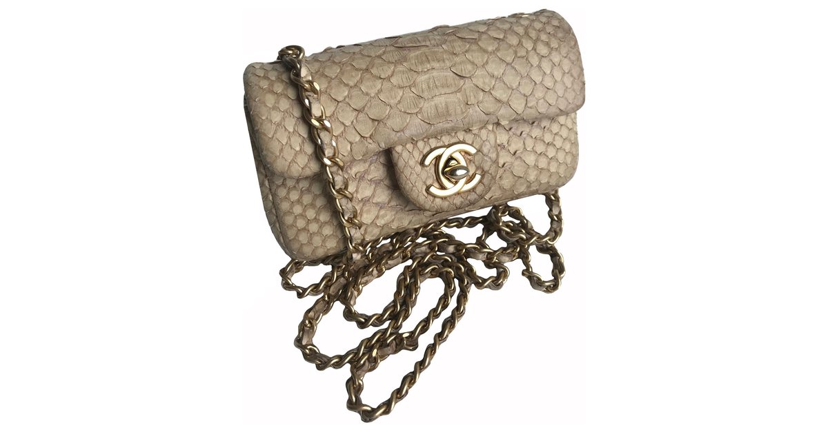 Chanel Classic Metallic Python Rectangular Mini Flap Bag