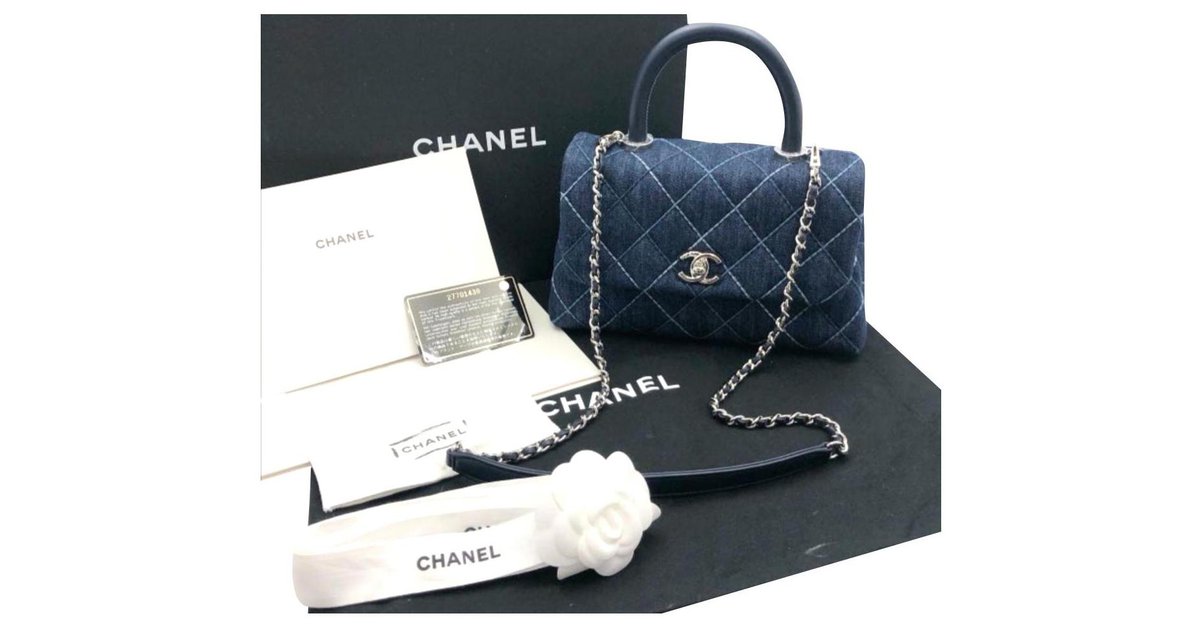 Chanel coco handle bag Blue Denim ref.174920 - Joli Closet