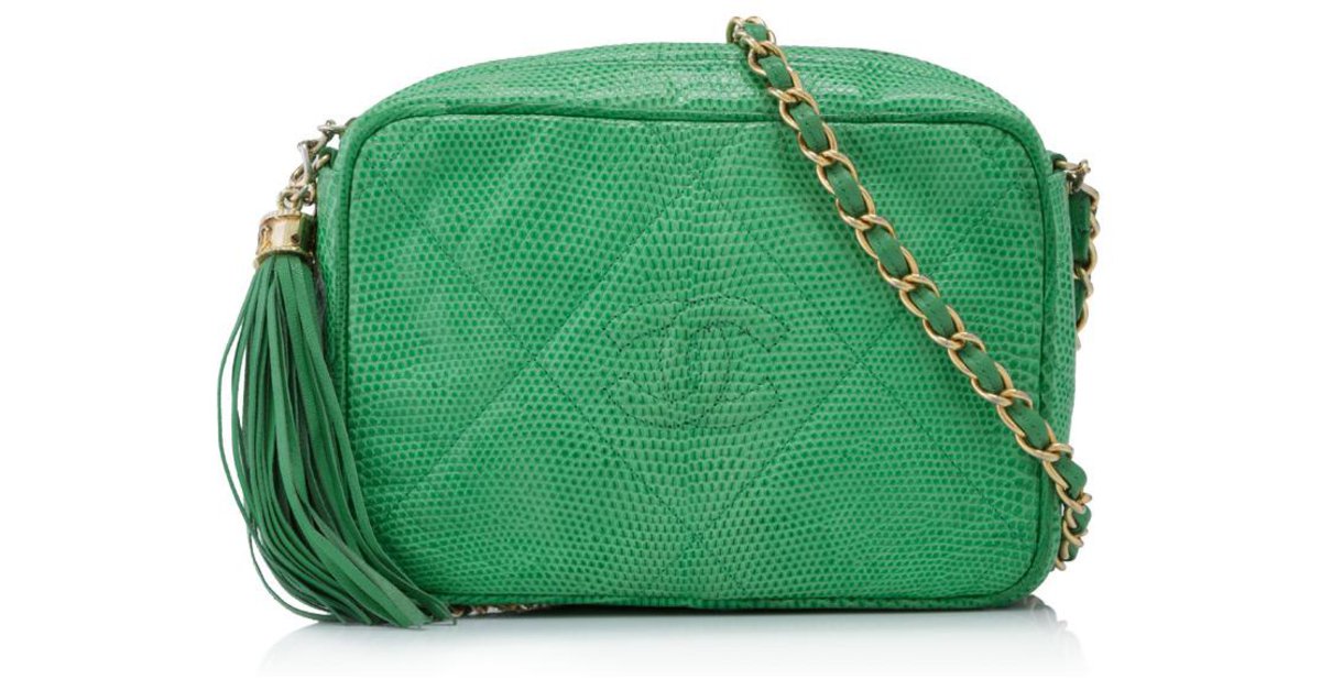 Chanel Green CC Lizard Leather Camera Bag ref.175144