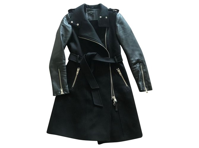 Mackage Mäntel, Oberbekleidung Schwarz Leder Wolle