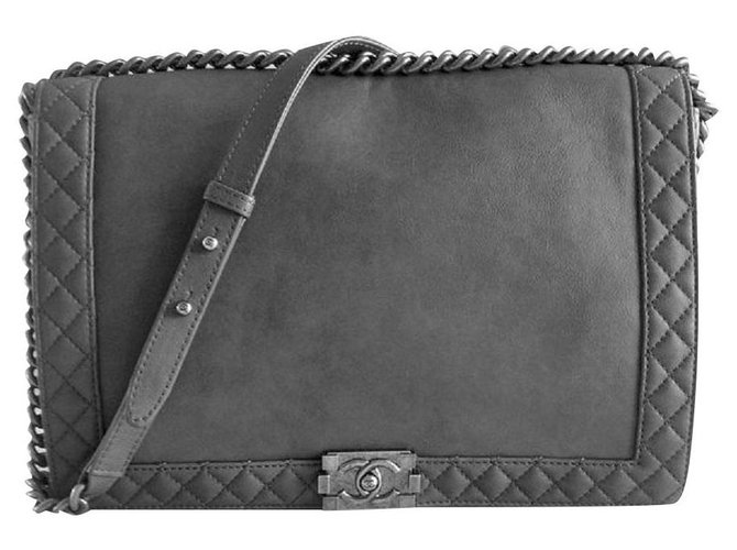 Chanel BOY Reverso flap bag MAXI JUMBO bag New condition Dark grey