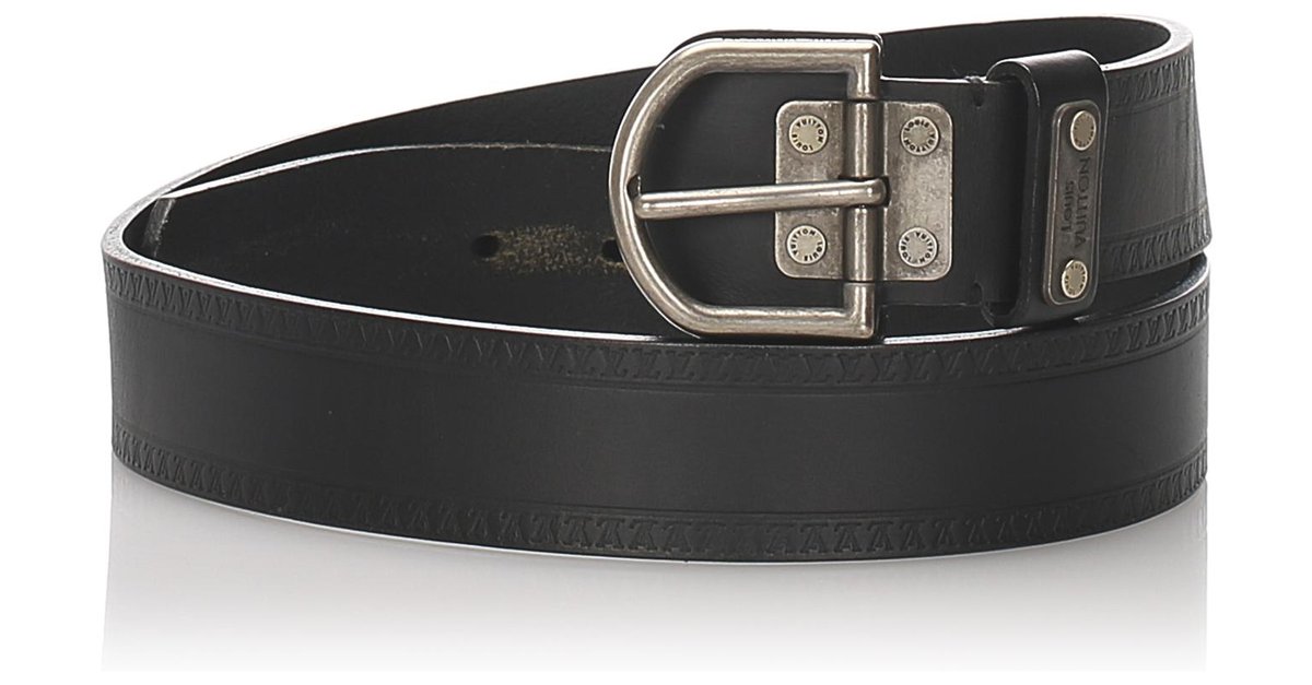 Louis Vuitton Black Initiales Leather Belt Silvery Metal Pony-style  calfskin ref.589116 - Joli Closet