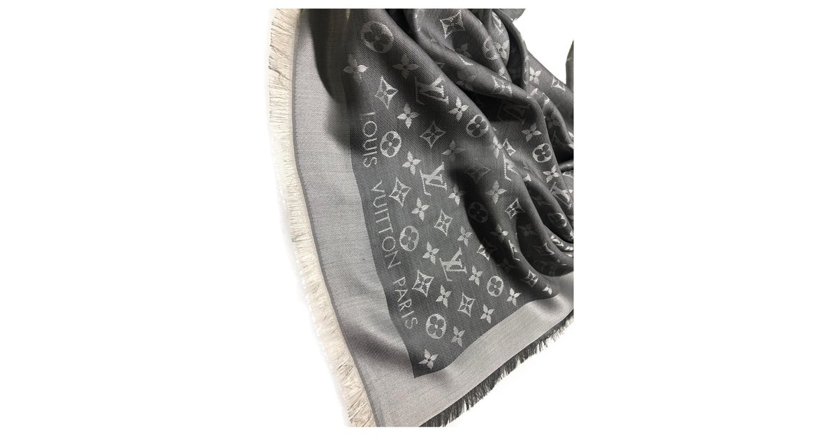 Monogram Jacquard Denim Shawl - Luxury S00 Grey