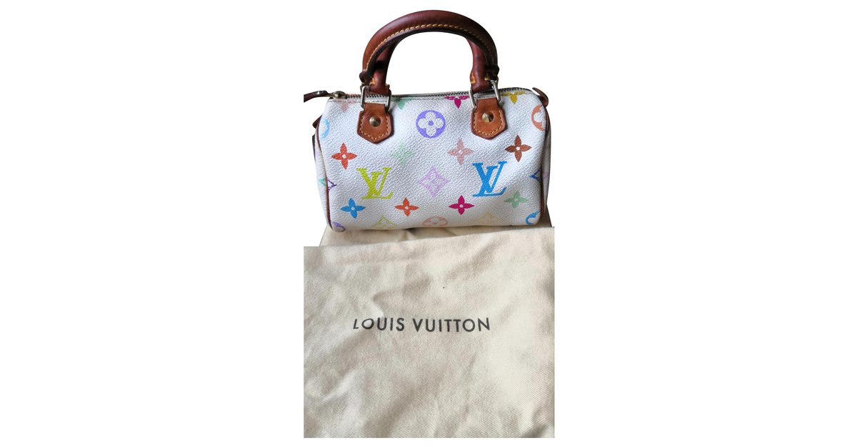 Louis Vuitton Mini HL Nano Speedy White Multicolor Murakami Satchel Vintage  Bag