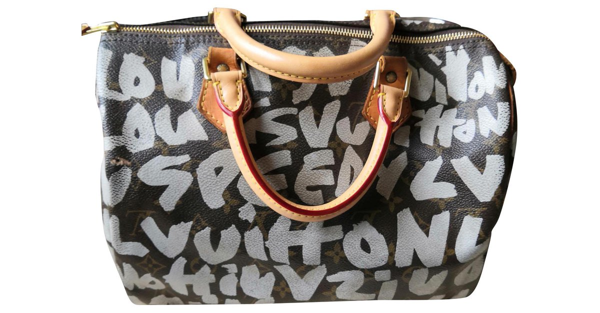 Louis Vuitton, Bags, Louis Vuitton Lv Speedy Hand Bag Brown Graffiti  542634