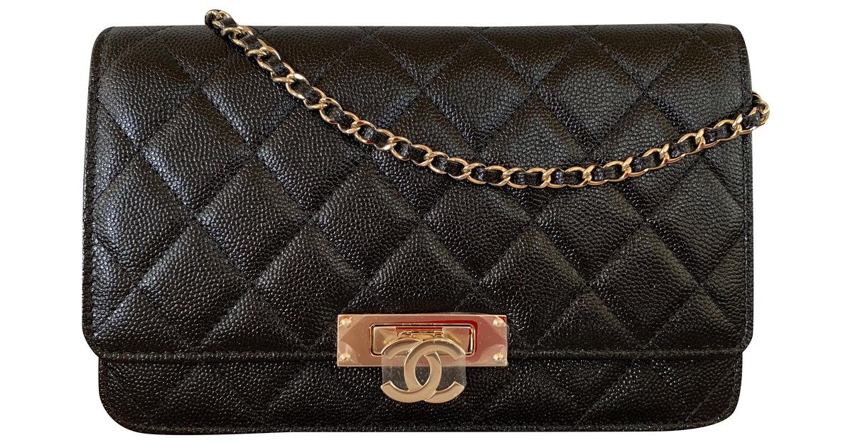 Chanel Golden Class Wallet on Chain Black Goat Skin Leather ref.179524 -  Joli Closet