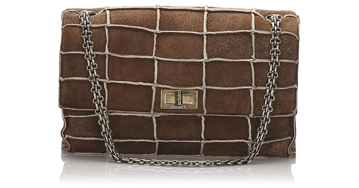 2.55 Chanel Brown Reissue 225 Patchwork Flap Bag Suede Leather ref.179627 -  Joli Closet