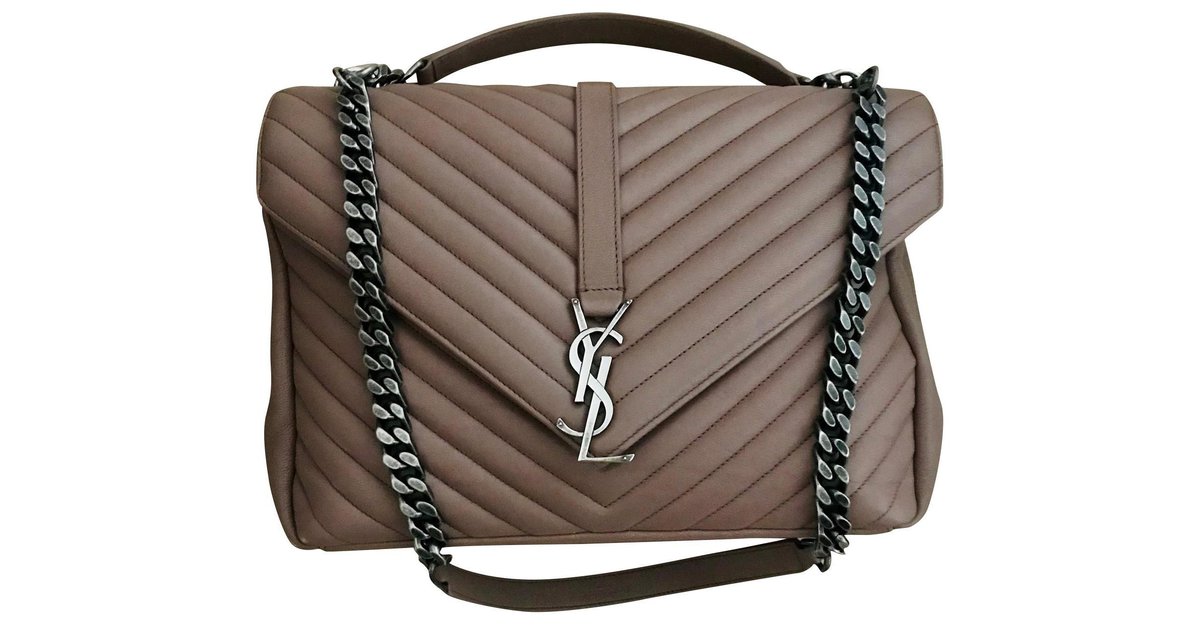 Yves Saint Laurent Beige Leather Palm Tree Monogram Shoulder Bag ref.456594  - Joli Closet