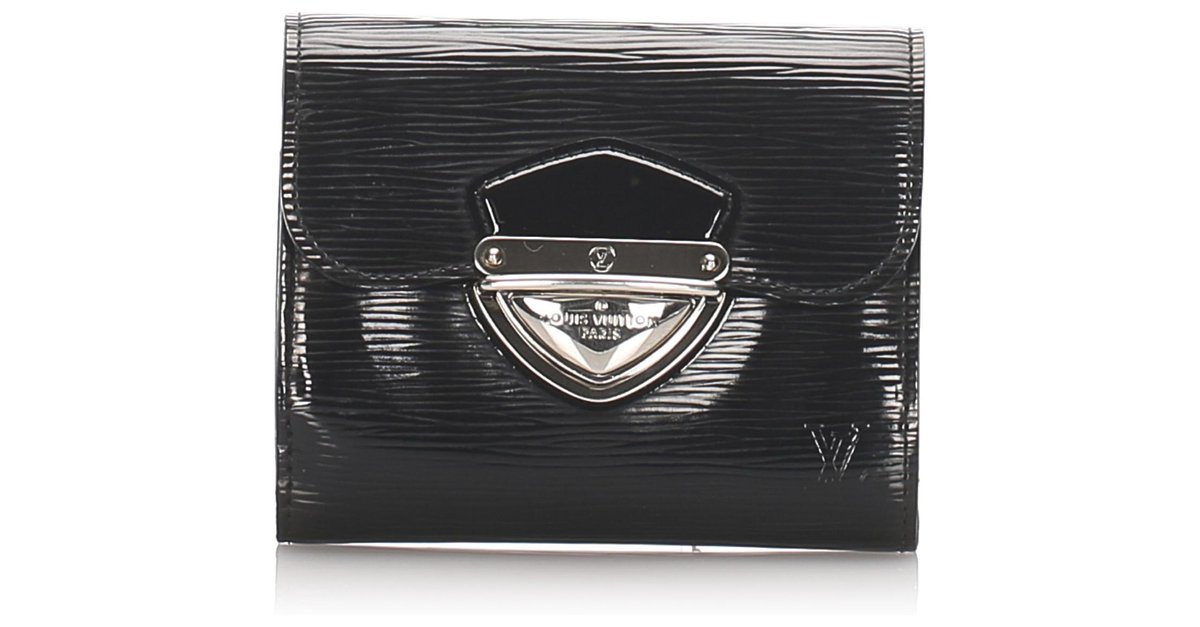 Louis Vuitton Black Electric Epi Leather Joey Wallet For Sale at