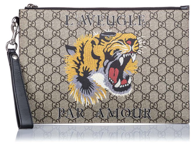 Pochette Gucci Brown GG Supreme LA Amougle Par Amour Marrone Nero