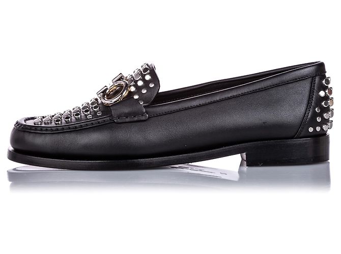Salvatore Ferragamo Ferragamo Black Leather Gancini Studded  display picture 1