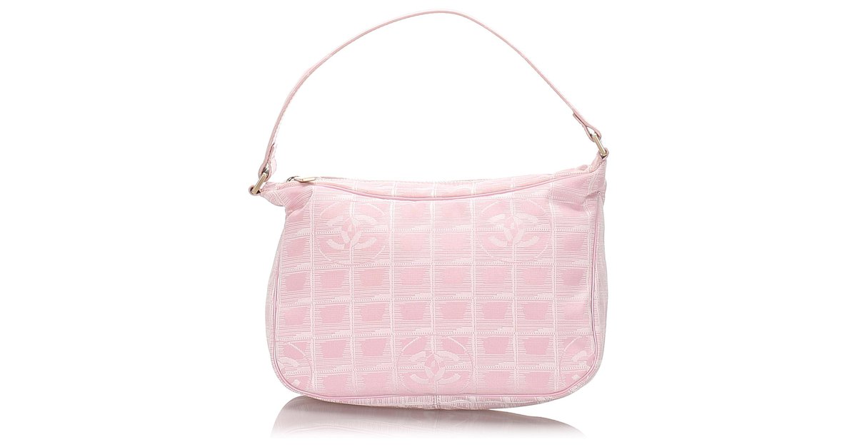Chanel Pink New Travel Line Shoulder Bag White Leather Cloth Pony-style  calfskin Cloth ref.183425 - Joli Closet