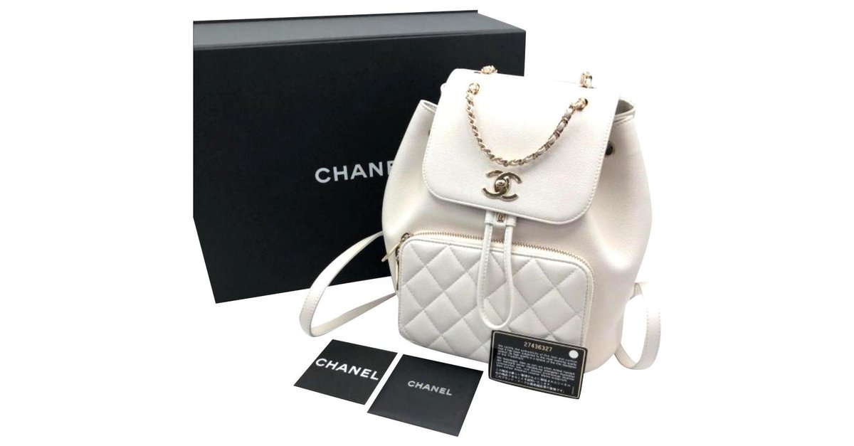 Chanel white caviar backpack with light gold hardware Leather ref.184249 - Joli  Closet