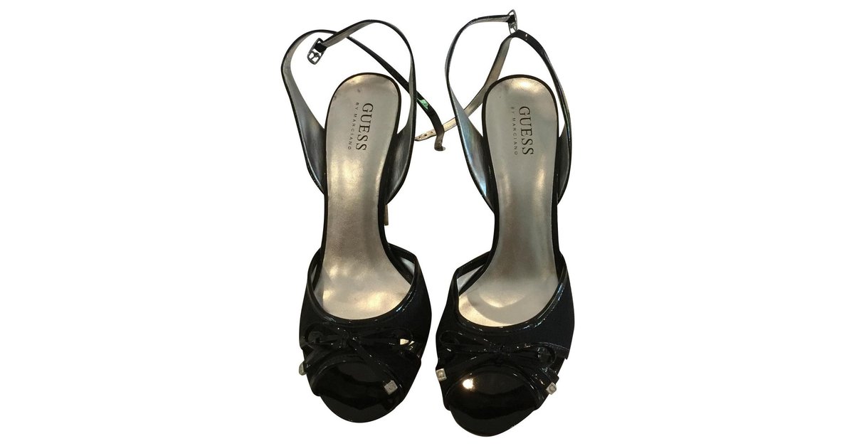 Guess by Marciano High Heels Black With Bow Slip On Sandal Shoes Size 7.5 M  | eBay