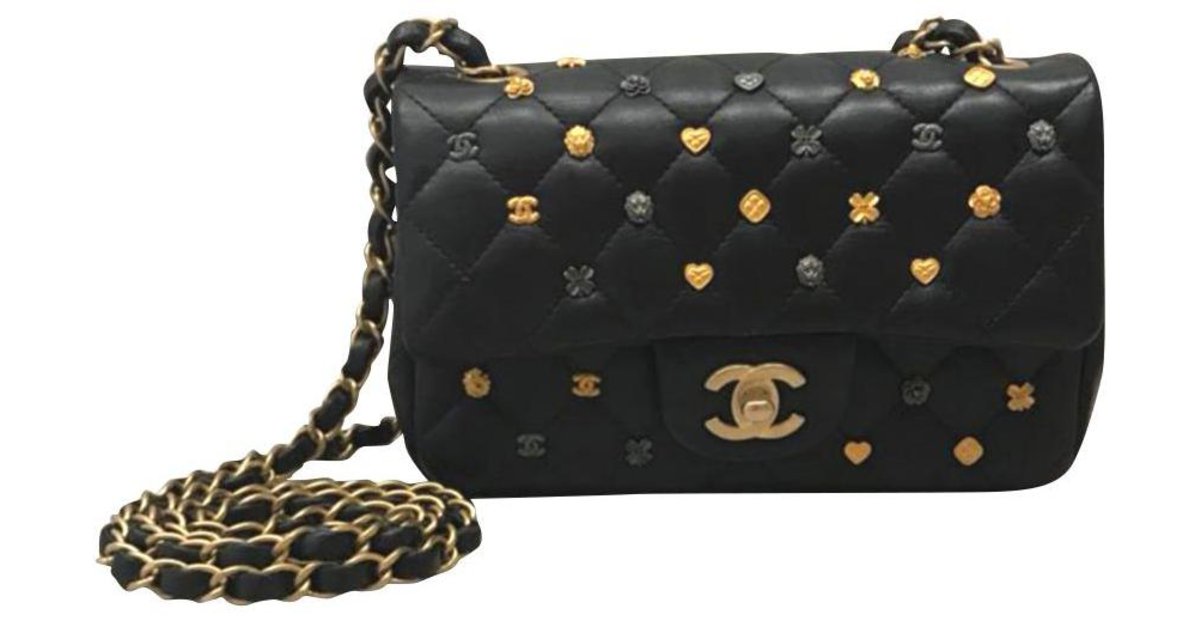 Timeless Limited edition Chanel mini lucky charms flap bag. Black Leather  ref.184381 - Joli Closet