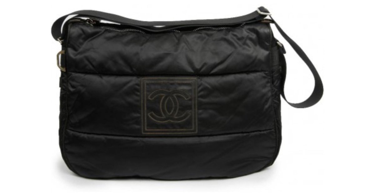 CHANEL Nylon Travel Messenger Bag Black 343509