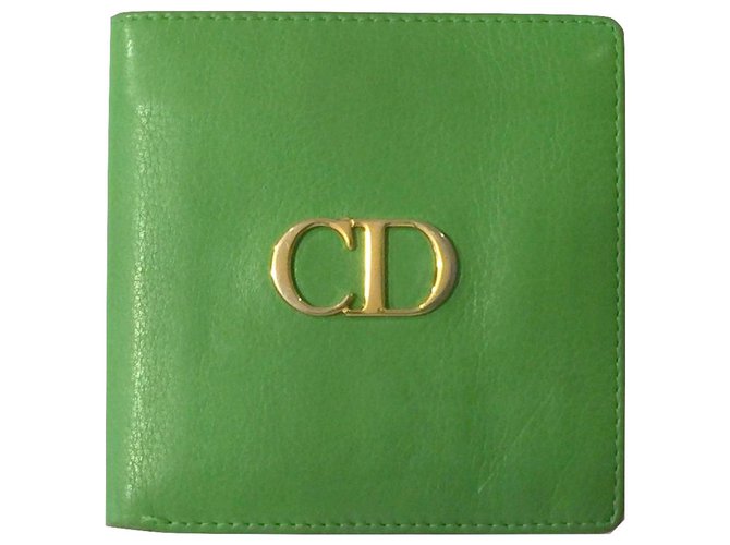 Christian Dior DIOR vintage wallet in Green leather Blue ref