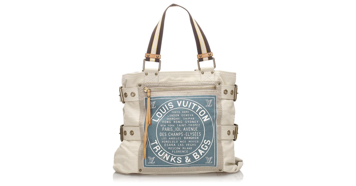 Louis Vuitton, Bags, Louis Vuitton Globe Shopper Mm Blue Denim Like New