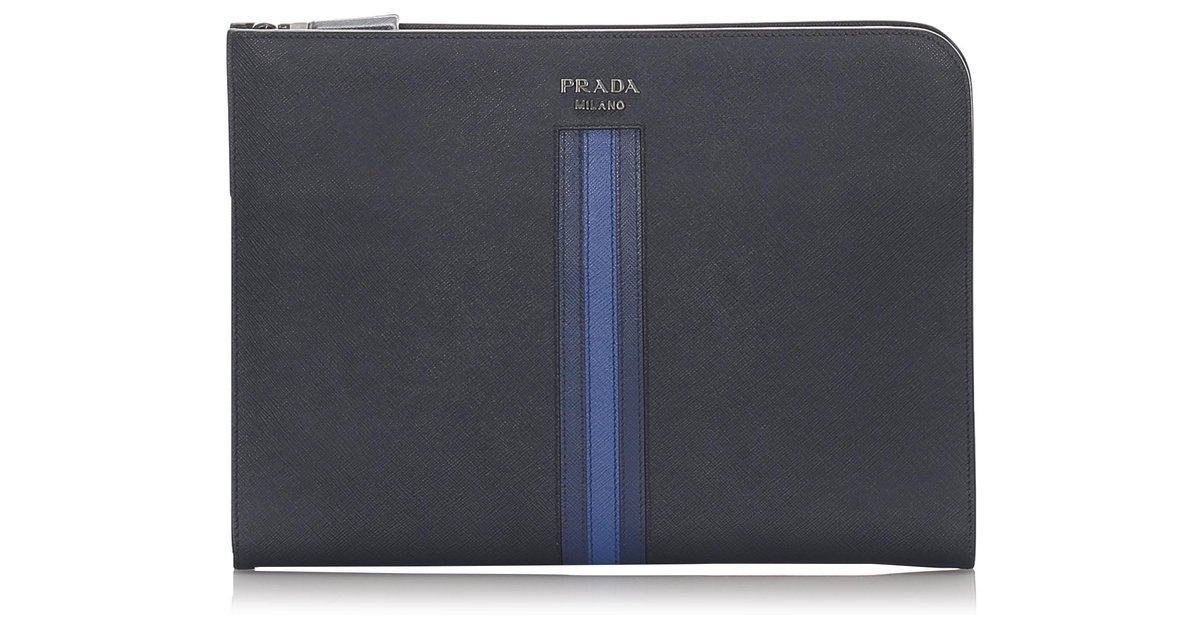 Prada Blue Mini Saffiano Galleria Leather Pony-style calfskin ref.786893 -  Joli Closet