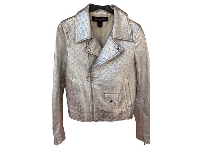 Louis Vuitton Jackets Silvery Leather Joli Closet