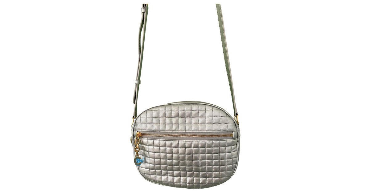 Celine Daoust Celine C Charm Bag Quilted Laminated Medium Silver