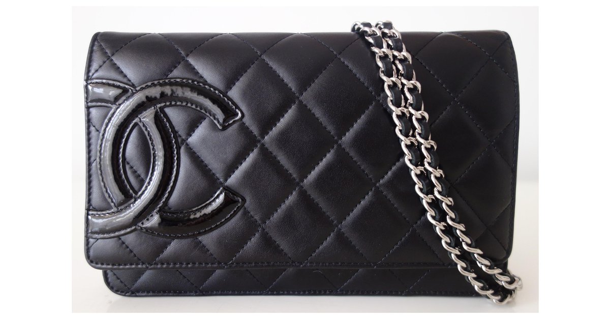 Wallet on chain Chanel Cambon Black Leather ref.190921