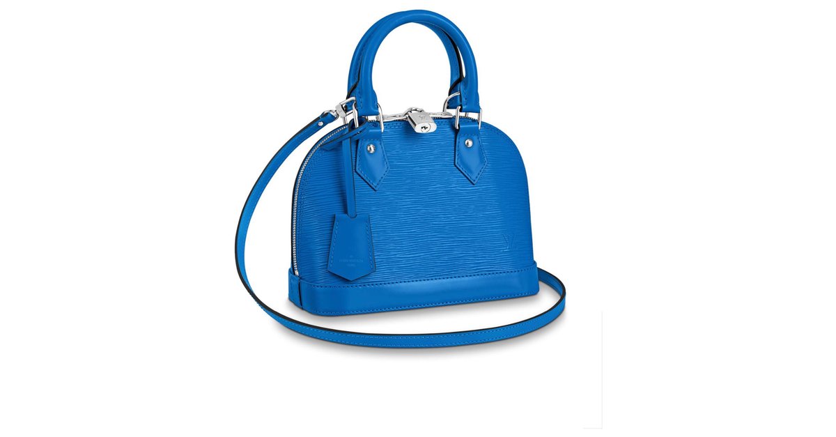 Alma bb leather handbag Louis Vuitton Blue in Leather - 30025701