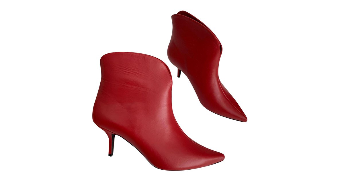 Anine Bing Ankle Boots Red Leather ref.192603 Joli Closet