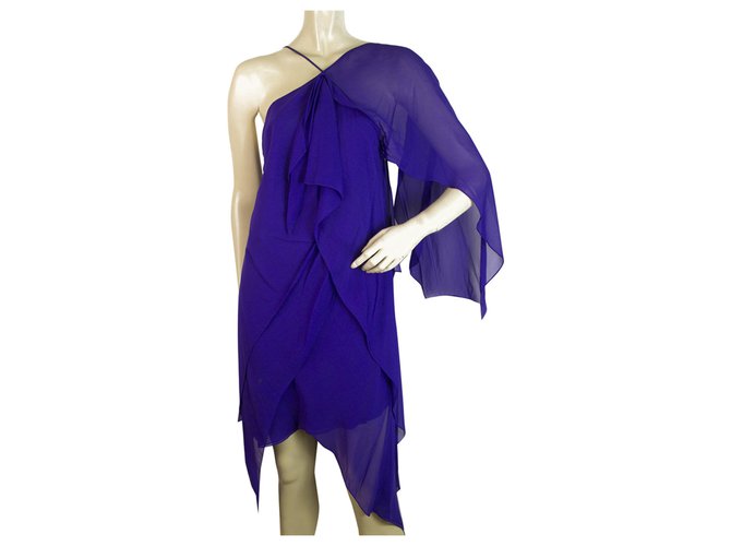 Bcbg Max Azria BCBG MaxAzria Purple Ruffled One Shoulder Handkerchief Mini  Length Dress size 4 (Sold) - Joli Closet