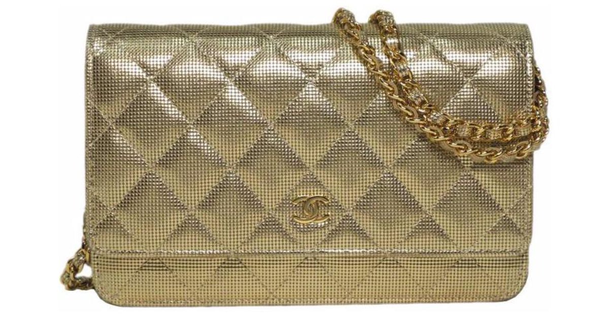 Chanel WOC Wallet on Chain Gold Metallic Pixel Effect Bag Golden