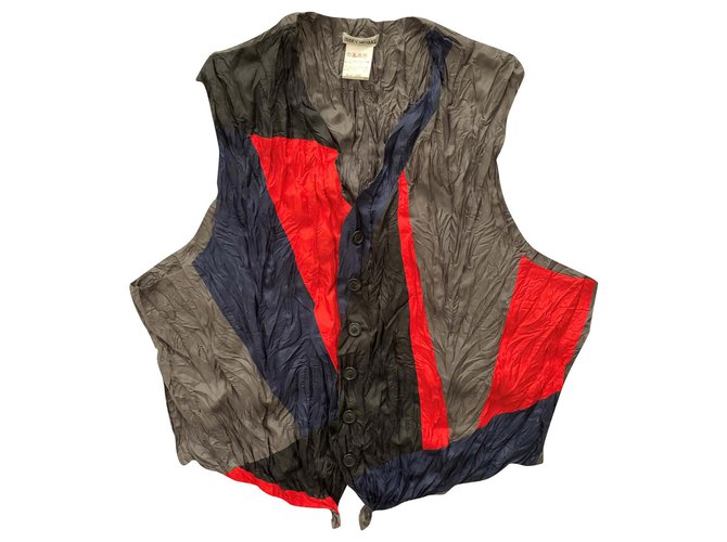 トップス FW94 issey miyake crinkled gilet Issey Miyake Vintage wrinkled vest Multiple colors Nylon ref