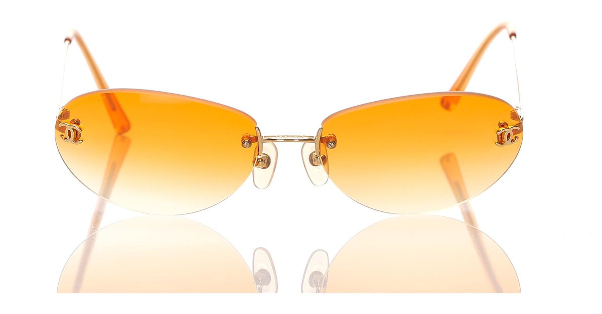 Chanel Orange CC Tinted Sunglasses Metal ref.194747 - Joli Closet