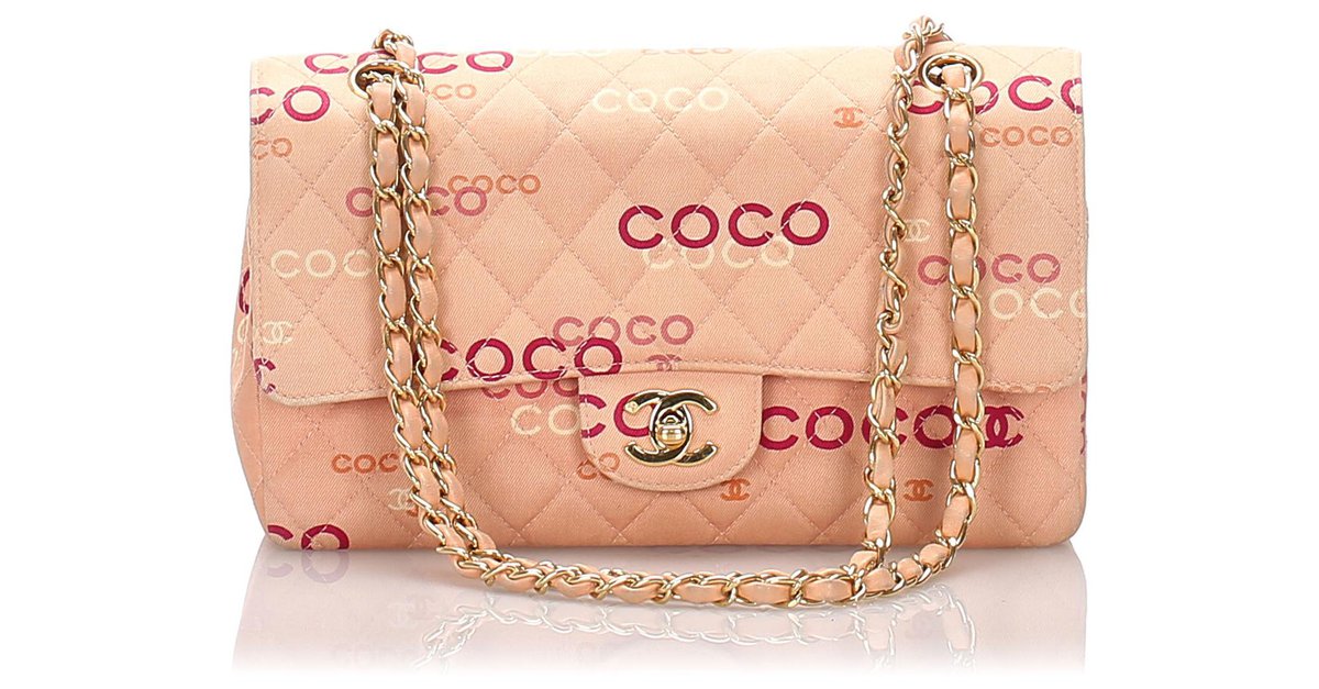 Chanel Red Medium Coco Sailor lined Flap Bag White Leather Cotton